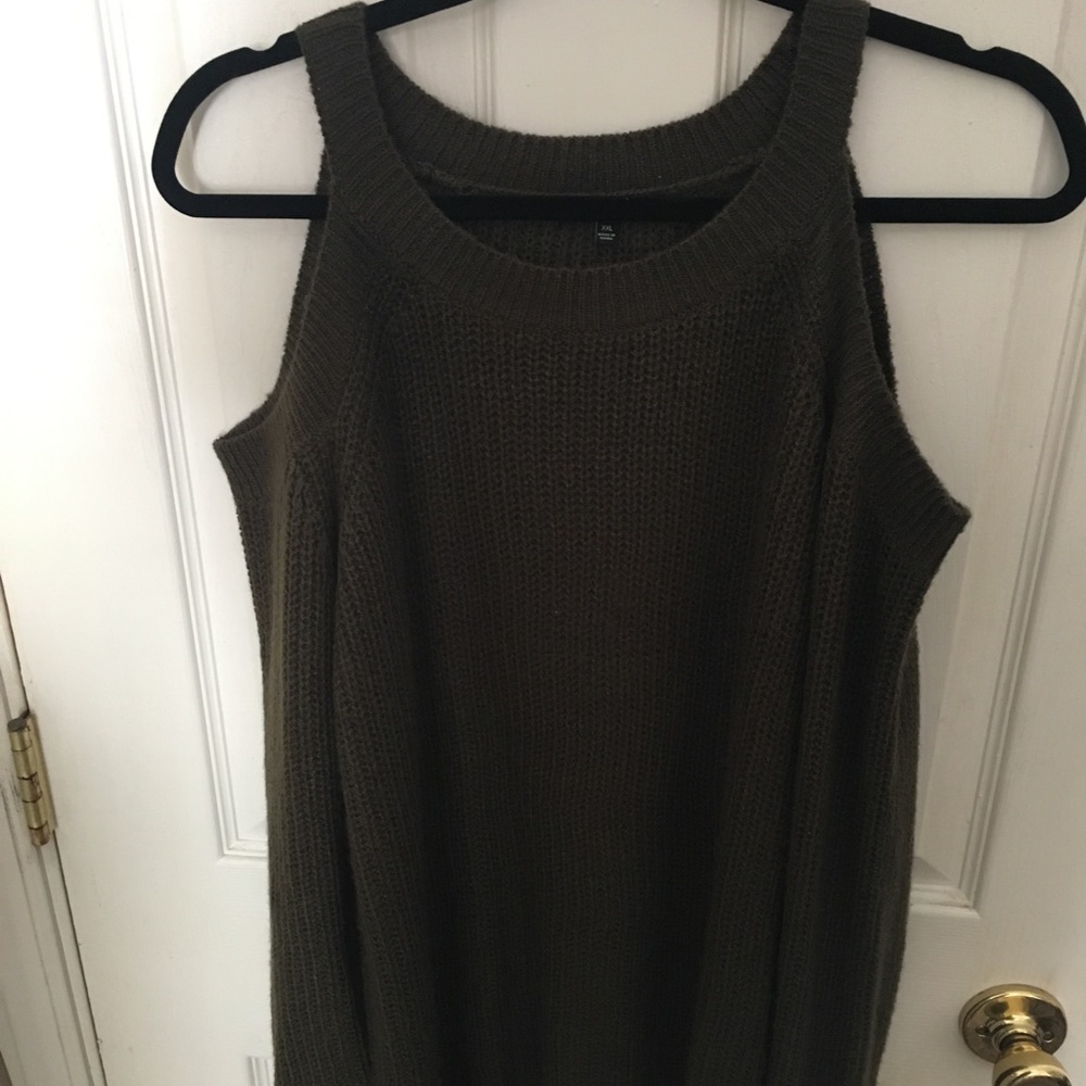 Cold Shoulder olive sweater